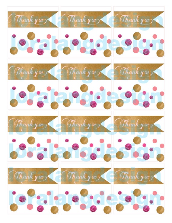 DIY Printable Modern Gold and Pink Sweet Sixteen Favor Tags Instant Download Il_570xn