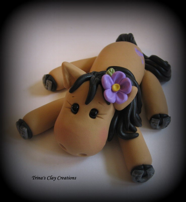 Polymer Clay Horse with Flower