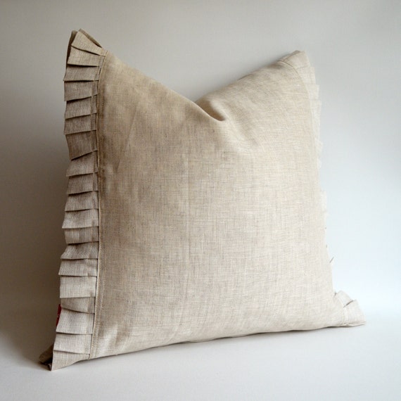 Sukan 100 Percent Natural Ruffle Linen Pillow Cover by sukanart
