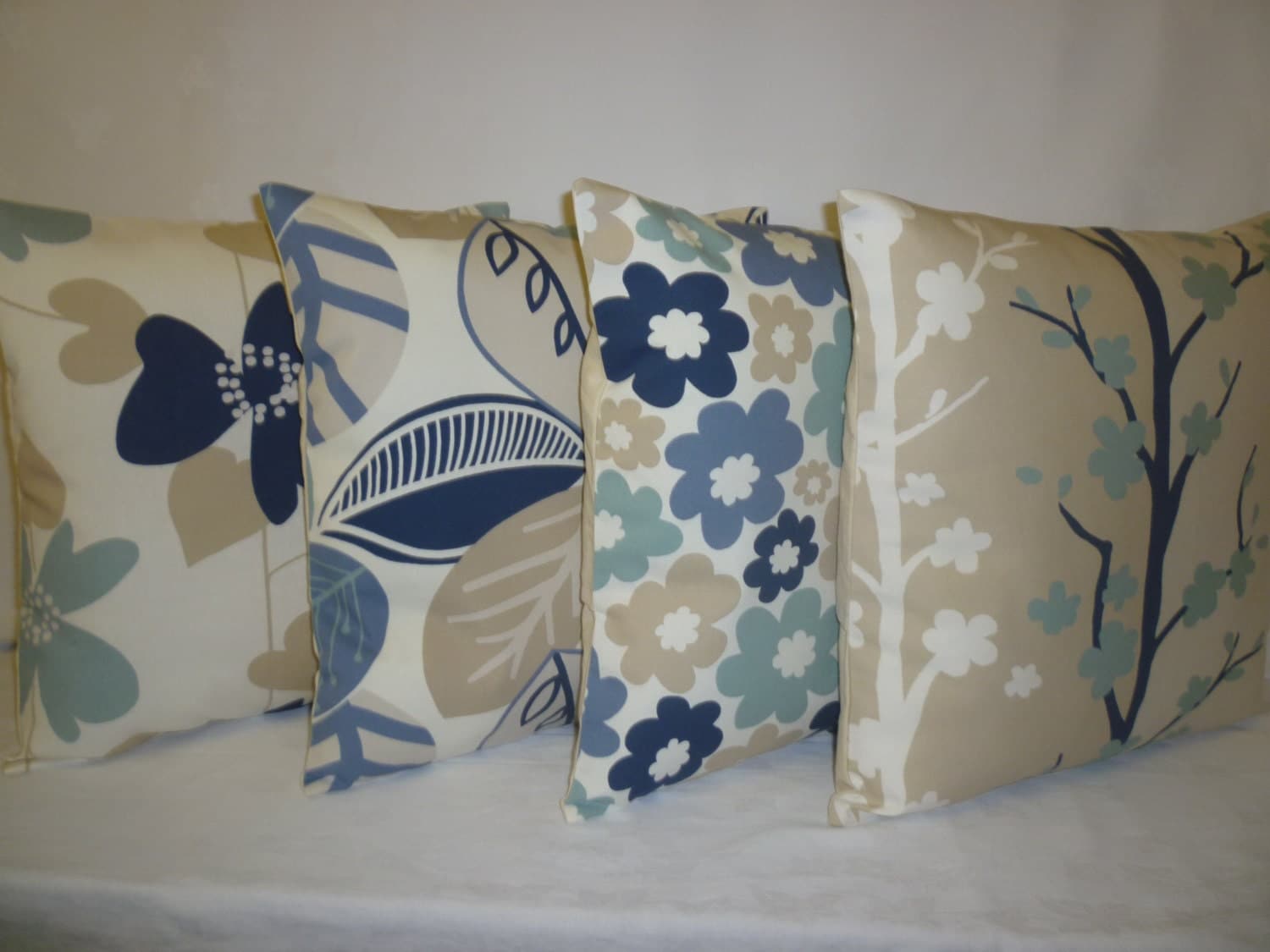 5 x Pillows Blue Navy Beige Taupe Designer Cushion Covers