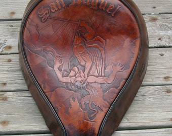 Custom Tooled Leather Motorcycle Seats