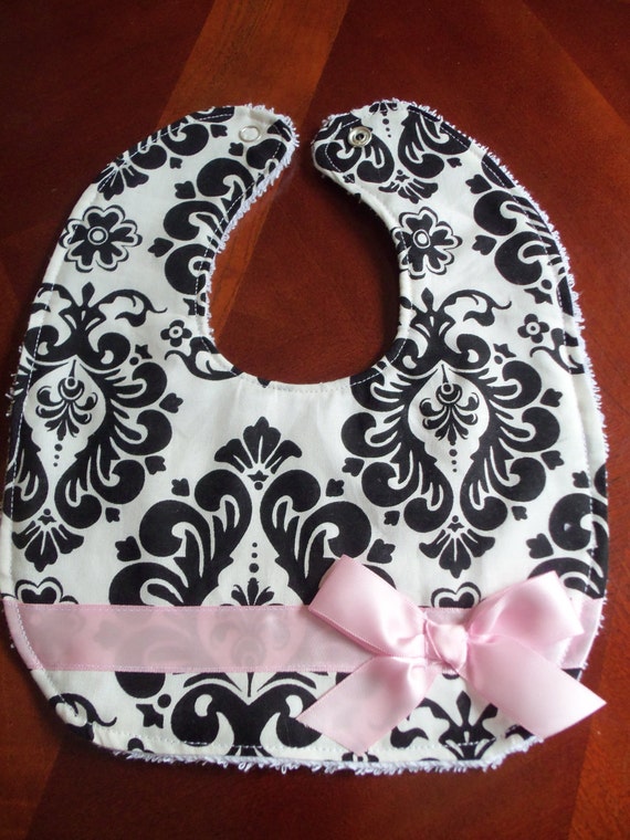 Burp Cloth & Bib Set Damask and Pink Burp Cloth Bib Set