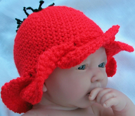 Crochet Pattern for Flower Fairy Poppy Hat in 4 sizes - INSTANT DOWNLOAD .pdf