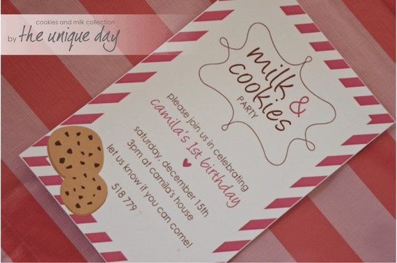 Custom Personalized Cookies & Milk Invitation Card (Digital Print Your Own) // CM-01 Il_570xn