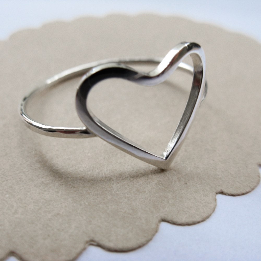 Open Heart Ring Sterling Silver Heart Promise Ring by misluo