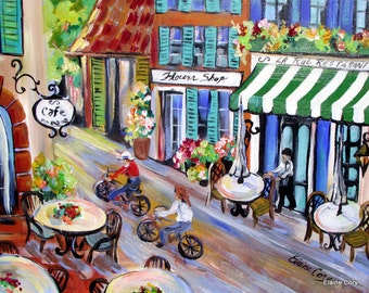 cafe cory elaine painting lanscape french landscape bicycle tree