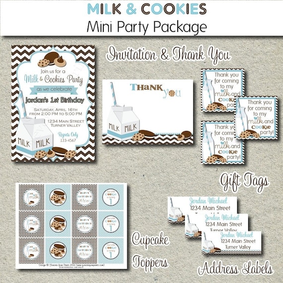 Milk and Cookies Party Package - Printable Birthday Package Il_570xn