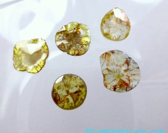 DiAMOND SLiCES. Faceted. Natural. Red / Orange Inclusions on Yellow Body. Free Form. 1 pc. 0.45 cts. 7.6X7.7 mm (Dia273B)