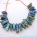 LABRADORITE. Madagascar Natural Rough Pendant / Focal BEADS. 6 inch MiNi STRANd. 205 cts. 16x7 to 21x6mm (lab309)
