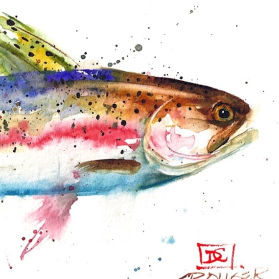 Rainbow Trout Original Watercolor Painting By Dean Crouser