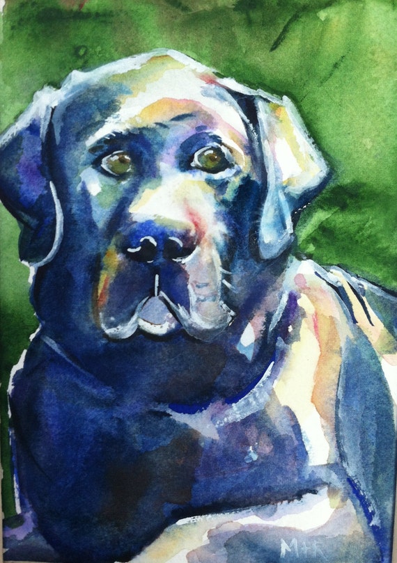 Black Lab Watercolor Painting