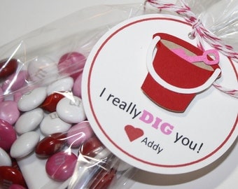 I Dig You Valentine / Kid Valentine's / Valentine's day kits, DIY / Custom treat kits / set of 12