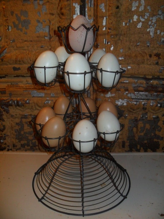 Reserved for CaryldeeVintage Wire Egg Holder