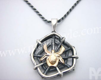 Sterling Silver & Gold Spider Pendant