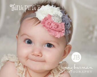 Baby Headband,Newborn Headband, Baby girl Headband,Shabby chic Headband, Baby Headbands,Headband,Vintage Inspired Headband,Baby Bows.