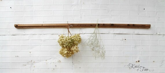 Antique Wood & Wire Hanging Rack - Flower Drying Rack - Jewelry Rack - 47" long