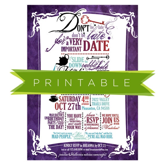 Printable Madhatter Invitations 5