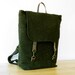 LAST ONE. Melange forest green Wool Backpack, laptop bag, diaper bag with leather closures and 2 front pockets, Design by BagyBags