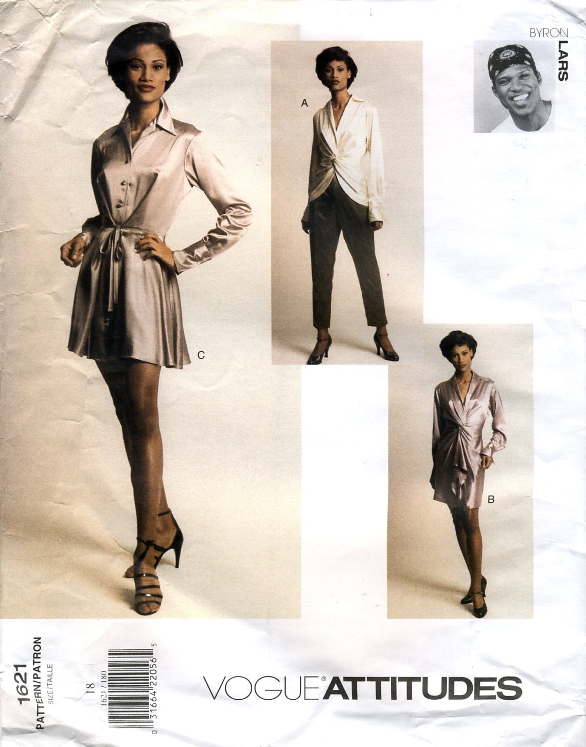 1990s Byron Lars dress, top, and pants pattern - Vogue 1621