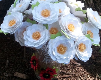 Handmade Paper Flowers - Birthdays - Weddings - Special Events - Daisies - Stemmed - Set of 24 - Made To Order