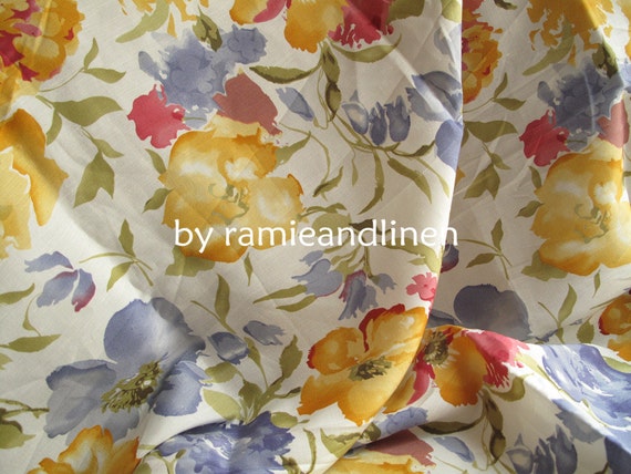 silk fabric silk linen blend floral print fabric half yard
