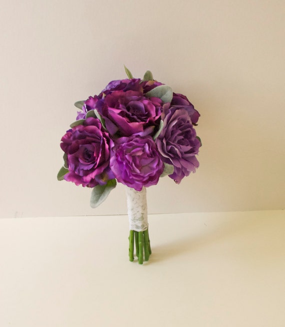 Garden Rose and Peony Purple Bouquet Silk Bouquet Artificial