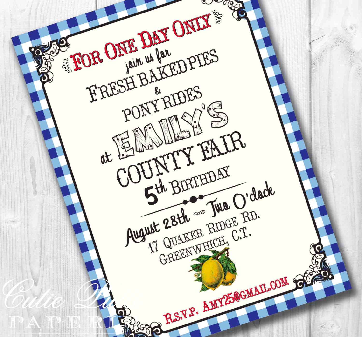 County Fair Party Invitations Printable Custom Invitations by