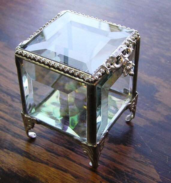 Glass Box Silver Stained Glass Jewelry Box by ClearlyElegantBrides