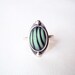 Modern Jewelry. Mint Green and Black Striped Glass Sterling Silver Ring.Unique Jewelry