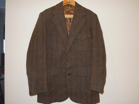 Vtg Harris Tweed Norfolk Sport Coat Pure Scottish Wool by sssggg