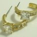 Vintage NVC Hoop Crystal Earrings Gold Tone Post Rhinestones Earrings