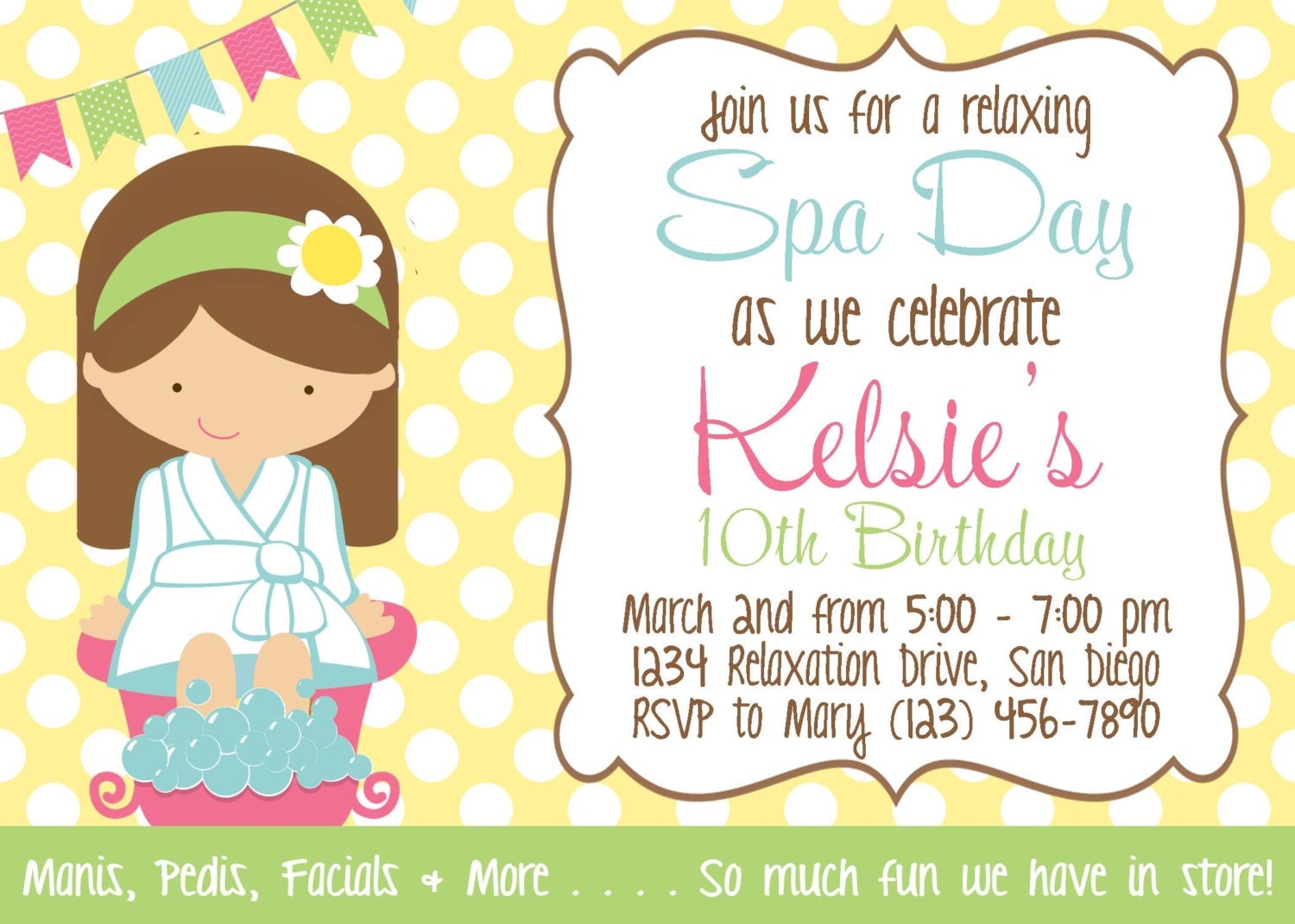 Girl Spa Invitation Birthday Party 7