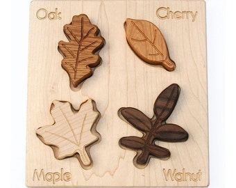 Leaves Puzzle, celebrate Earth Day, eco friendly organic wood puzzle for babies and toddlers,