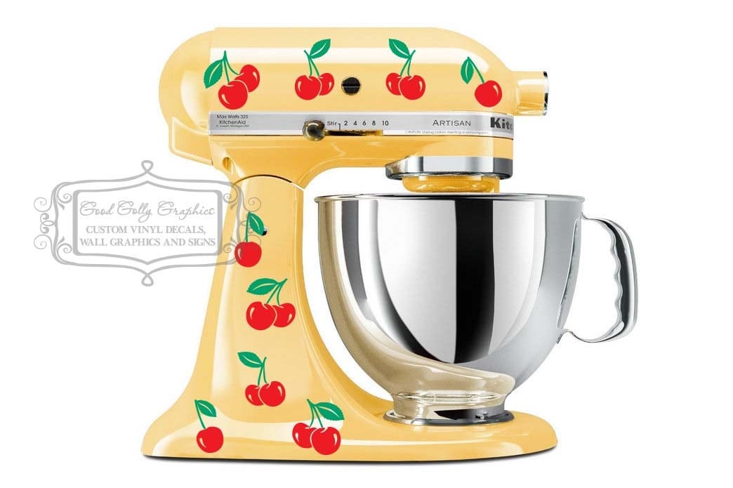 Kitchen mixer vinyl decal 28 two color sets of cherries