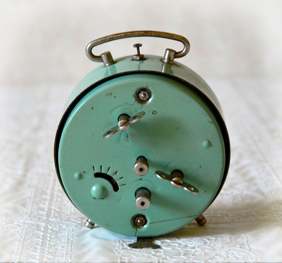 French Alarm Clock Almond Green Sea Green
