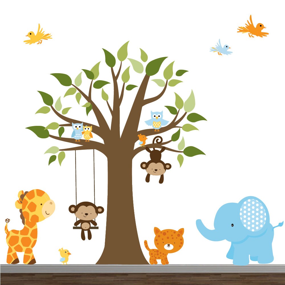 Children Jungle Wall Decal Vinyl wall decal Tree with