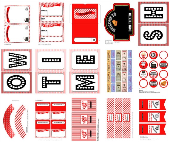 Movie Party DIY Printable Kit - INSTANT DOWNLOAD Il_570xn