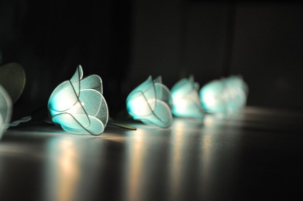 Light Blue flower string lights for party and decoration 20