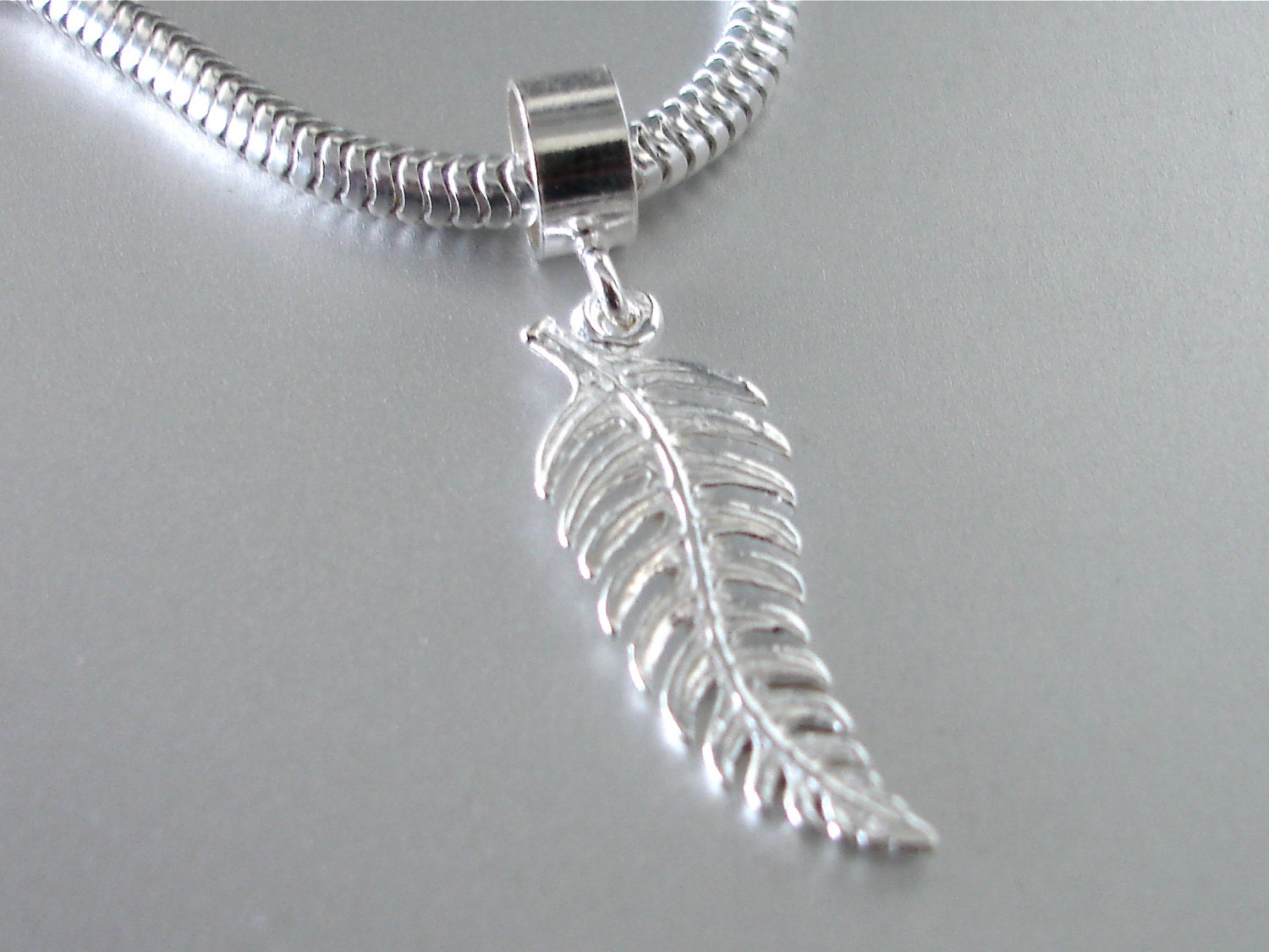 New Zealand Fern Leaf Sterling Silver Charm Fits All Slide On