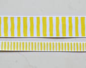 Sunny Yellow and white wonky stripes on 3/8" & 7/8" grosgrain ribbon combo set- spring/easter Il_170x135