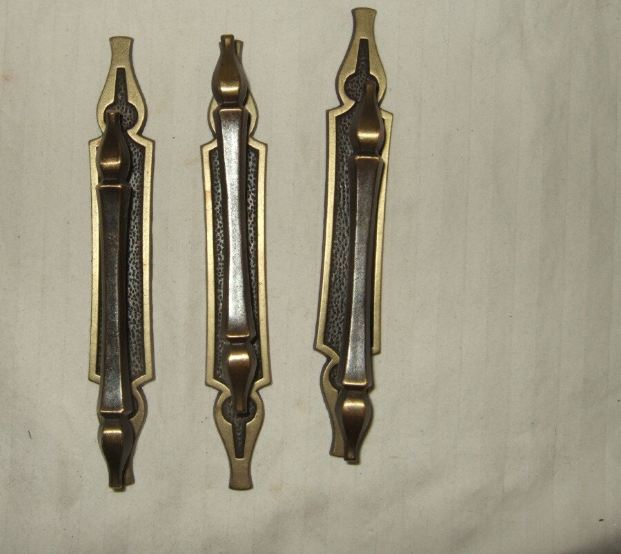 Vintage pulls and backplates 3 sets architectural