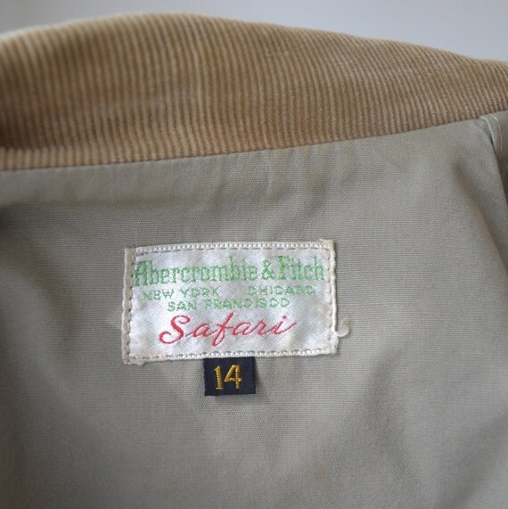 Abercrombie & Fitch Hunting Safari Jacket Vintage 1950s Khaki