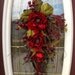 Summer Wreath Gift Twig Teardrop Vertical Swag Door Decor...Use All Year Round.."Romantic Red"