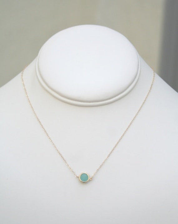 Mint Necklace in Gold.Mint Opal Necklace in Gold.Mint
