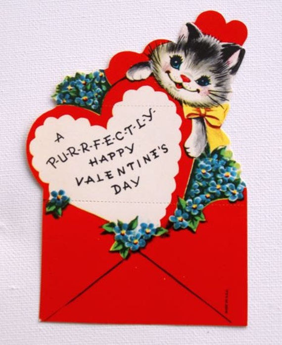 1960s Vintage Cat Valentine unused by BettyJanesTreasures on Etsy