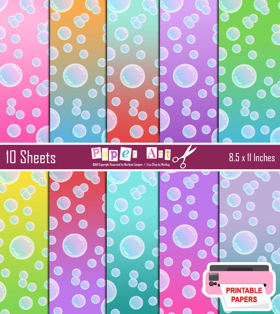 INSTANT DOWNLOAD Printable Bubbles Colored by PaperArtbyMC