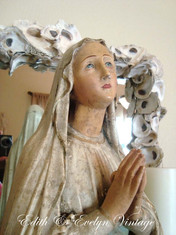 Huge Vintage Our Lady of Lourdes Statue 29 Tall by edithandevelyn