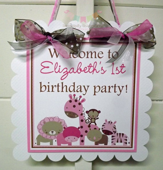 Girl Safari Door Sign -Party Sign -Hanging Sign -Safari Animals-Safari Baby Shower -Safari Birthday Il_570xn