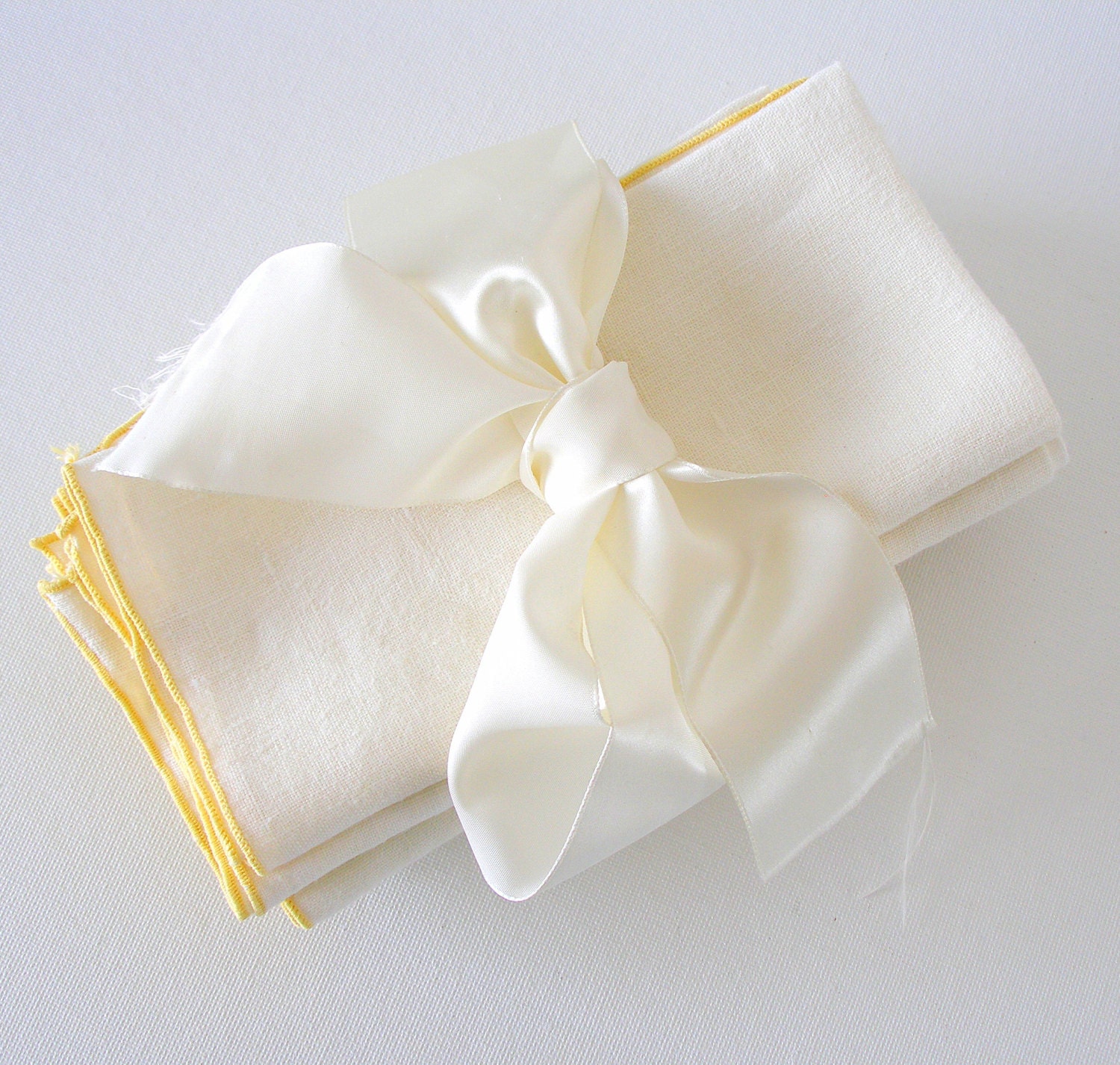 Vintage Linen Napkins Set of 6 Natural Color With Pastel