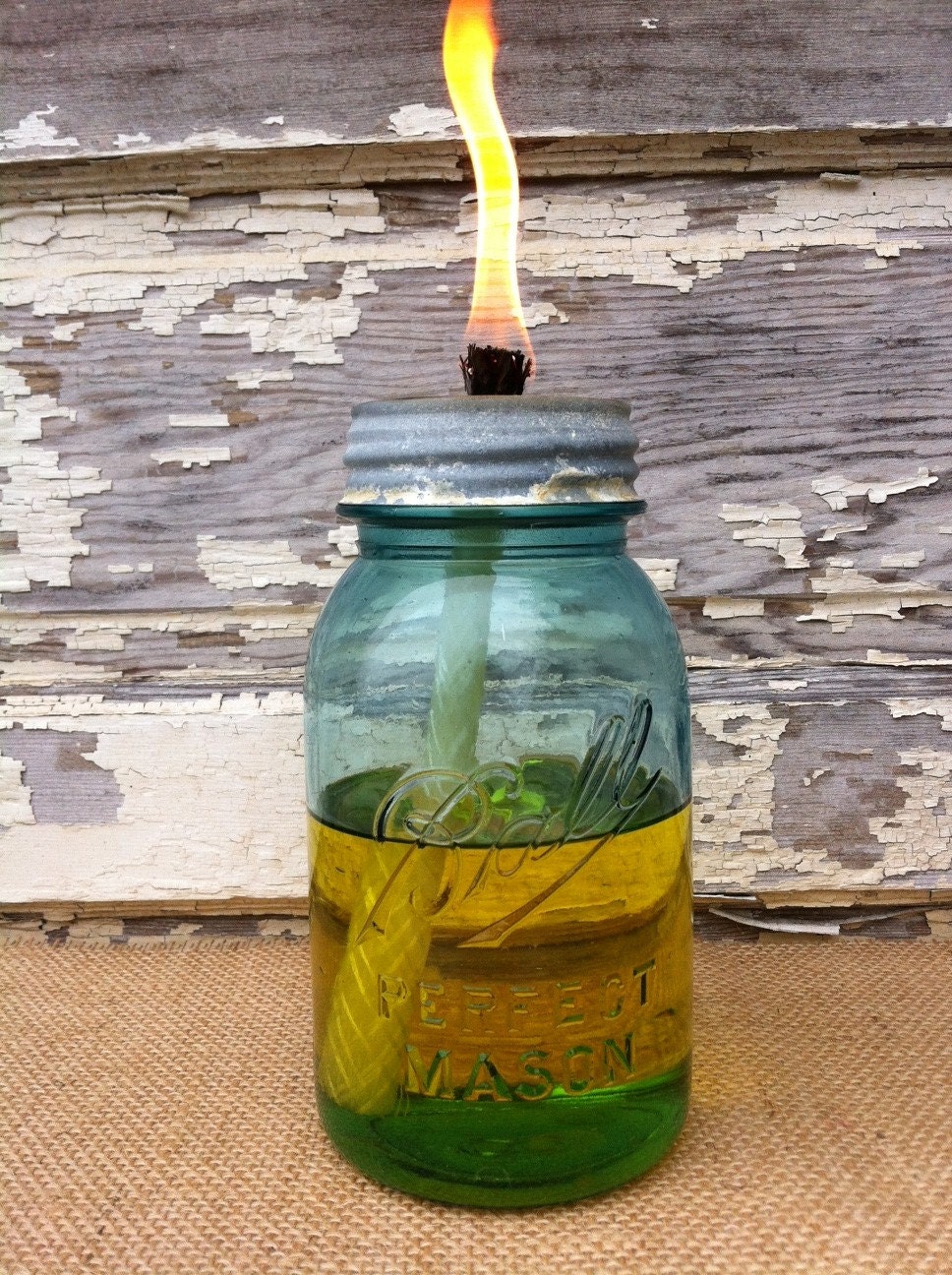 Mason Jar Citronella Candle Antique Blue Mason Jar Patio